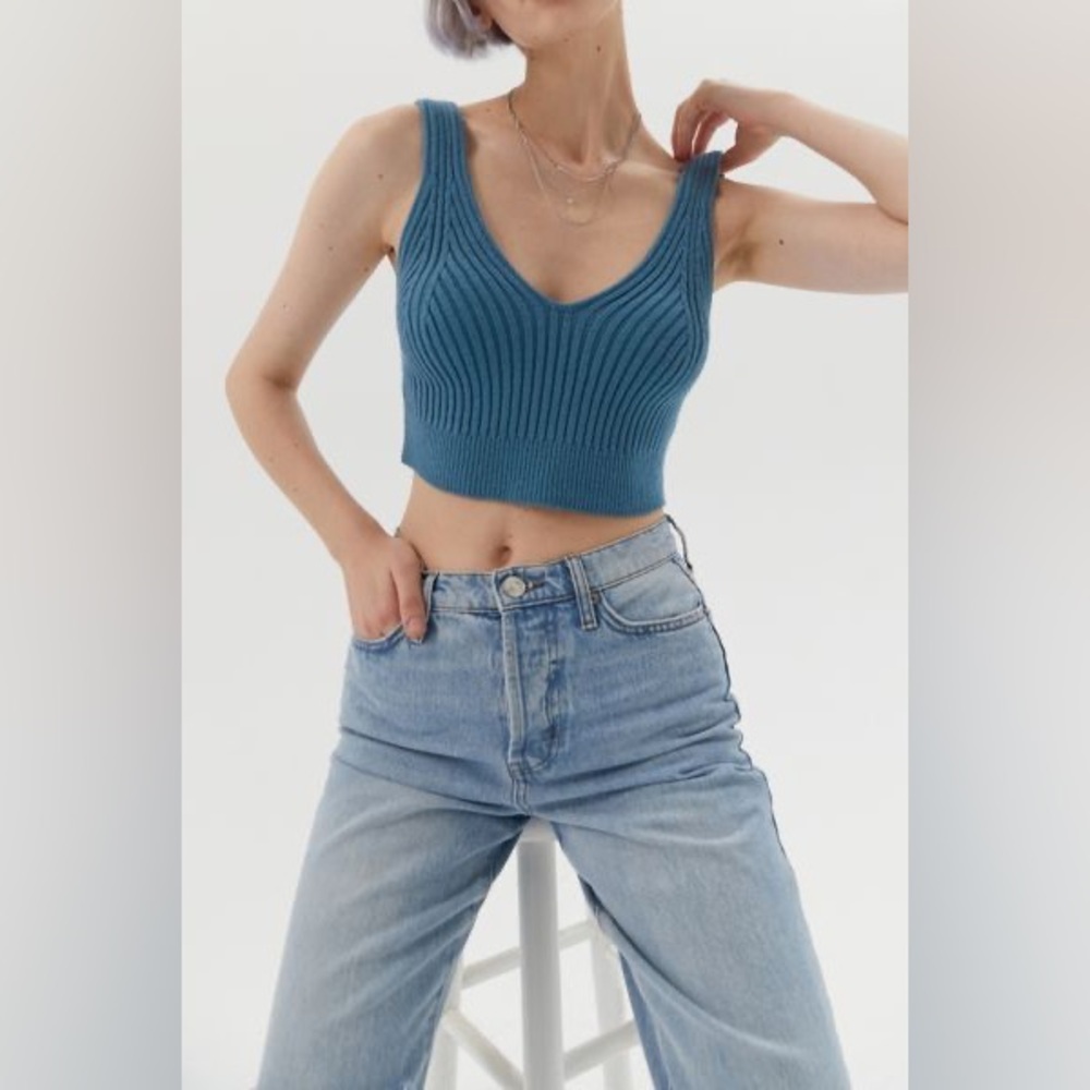 Urban Outfitters Daphne Blue Sweater Cropped Tank Top- size medium
